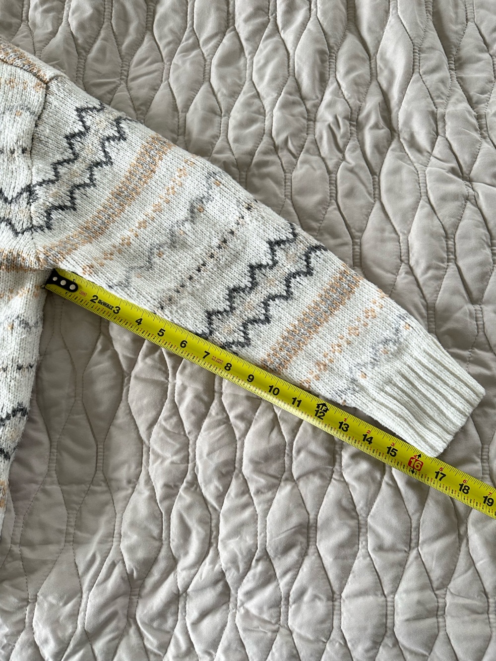 AE Cottagecore Fair Isle Pattern Knit Pullover Sweater Cream Tan Boho Oversized - Picture 8 of 8
